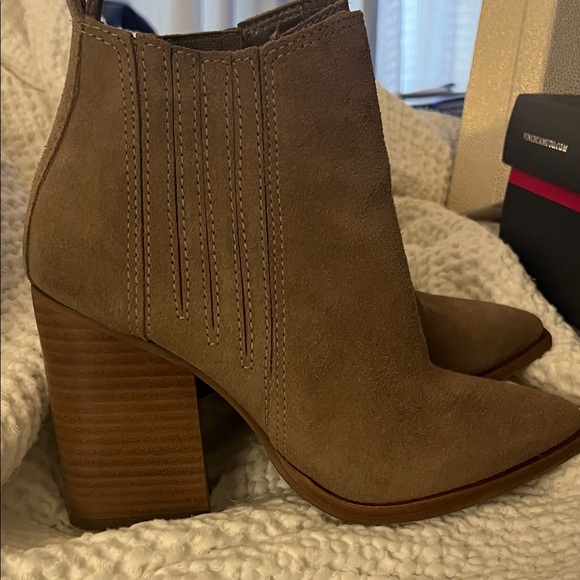 Vince Camuto Tan Suede Ankle Booties - Picture 2 of 5